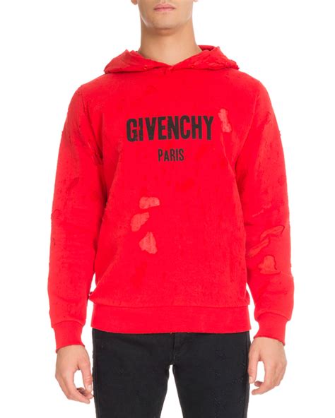 givenchy paris red logo hoodie|givenchy hoodie with holes.